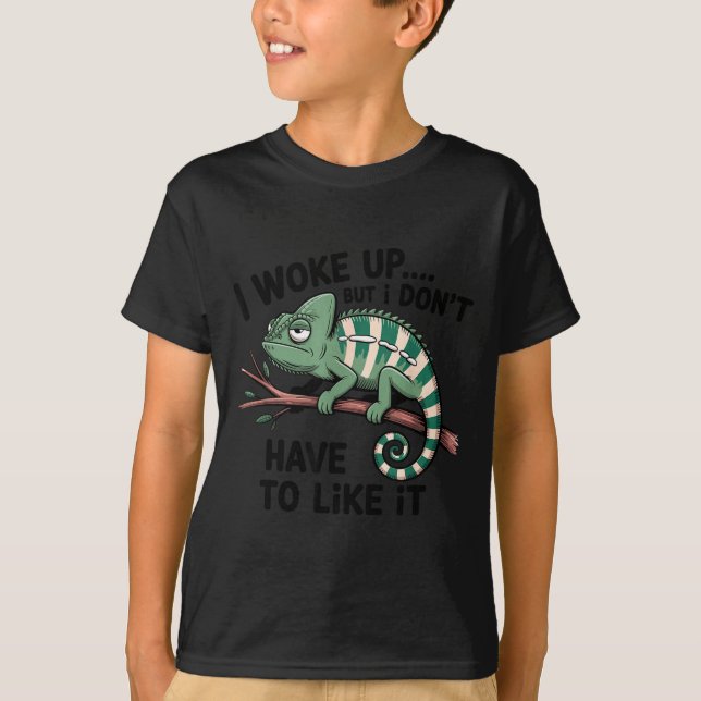 Camiseta Funny Morning Person Coffee Lover Chameleon  (Anverso)