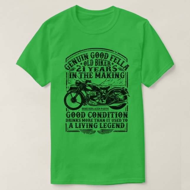 Camiseta Funny Motor clásico de 21 años de edad Biker Retro (Diseño del anverso)