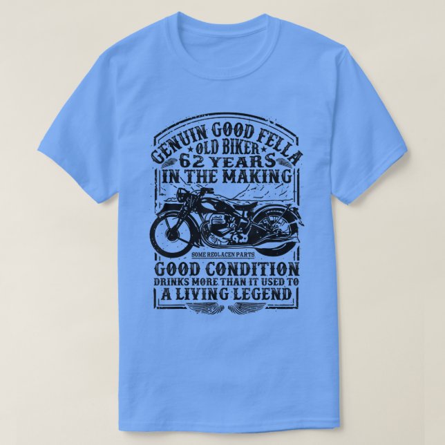 Camiseta Funny Motor clásico de 62 años de edad Biker Retro (Diseño del anverso)