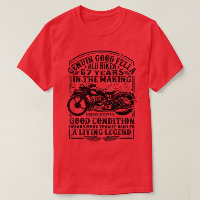 Camiseta Funny Motor clásico de 67 años de edad Biker Retro (Diseño del anverso)