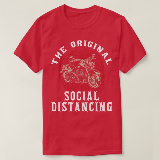 Camiseta Funny Motorcycle Original Social Distance (Diseño del anverso)