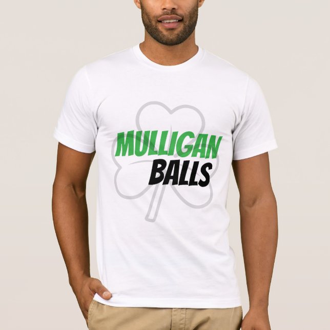 Camiseta Funny Mulligan Balls Green Irish Clover Golf (Anverso)