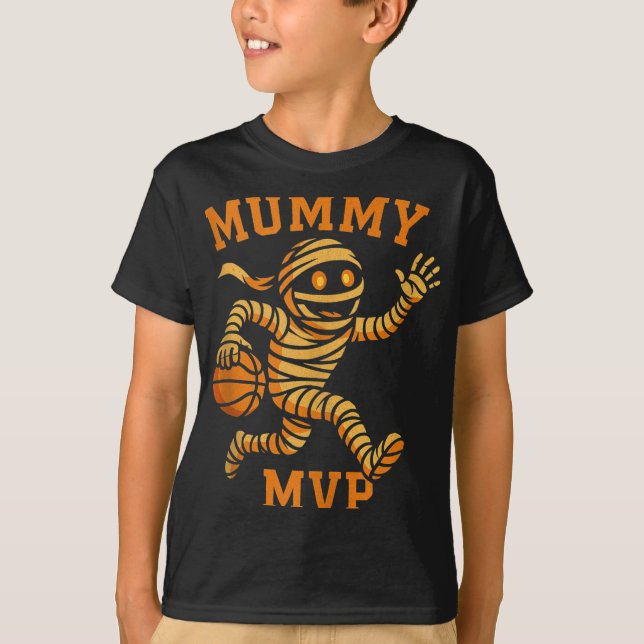 Camiseta Funny Mummy Basketball Halloween Diseño Mvp Monste (Anverso)