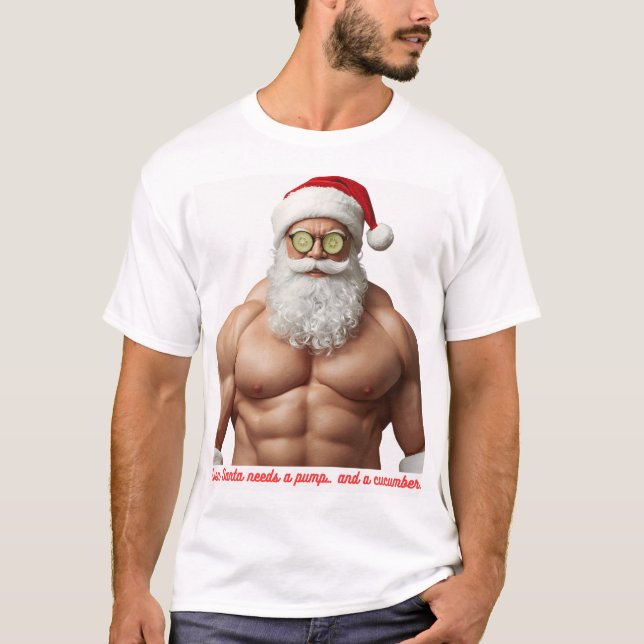 Camiseta Funny Muscular Santa Spa Shirt – “Even Santa Needs (Anverso)