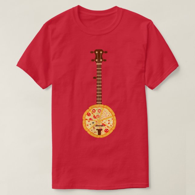 Camiseta Funny Music Instrument Banjo Pizza T-Shirt (Diseño del anverso)