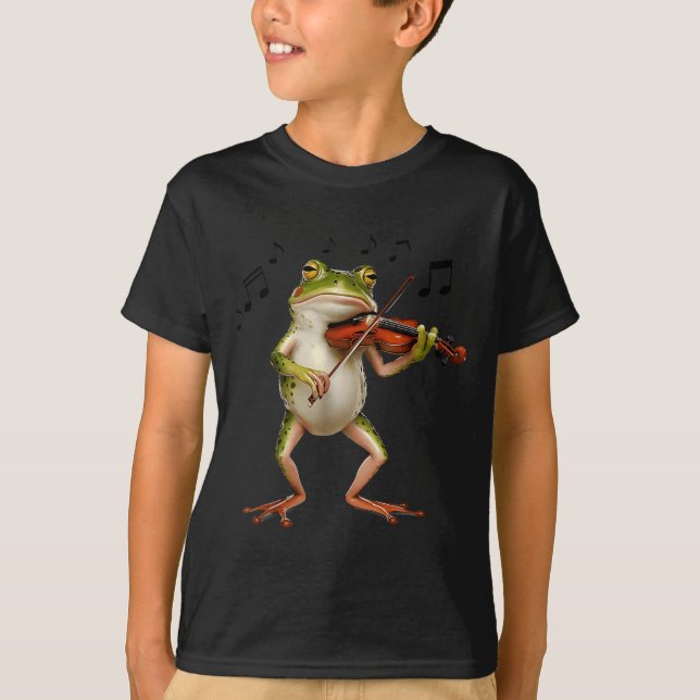 Camiseta Funny Musician Violinist Cute Frog Playing Violin  (Anverso)