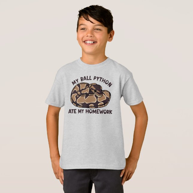 Camiseta Funny My Ball Python Ate My Home Work Mascota Snac (Anverso completo)