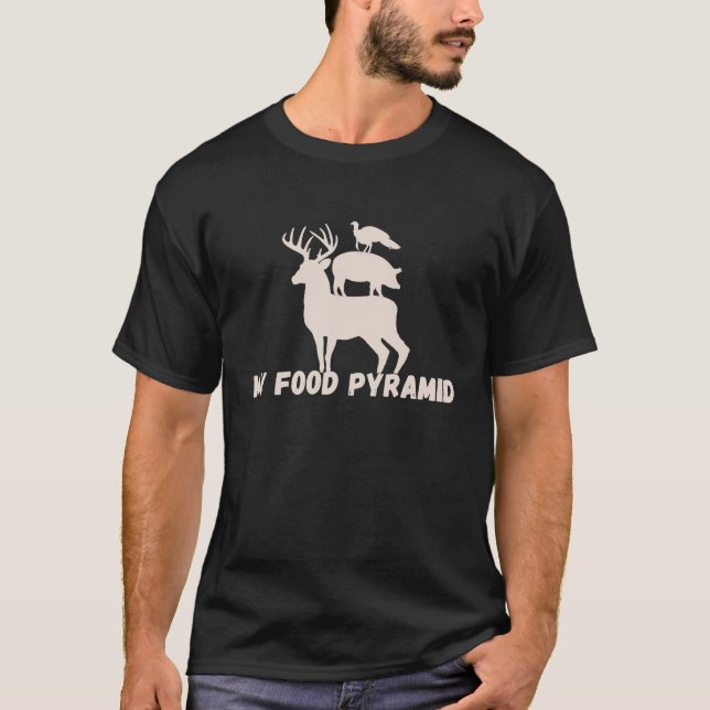 Camiseta Funny My Food Pyramid Deer Hog Wild Turkey Mens Hu (Anverso)
