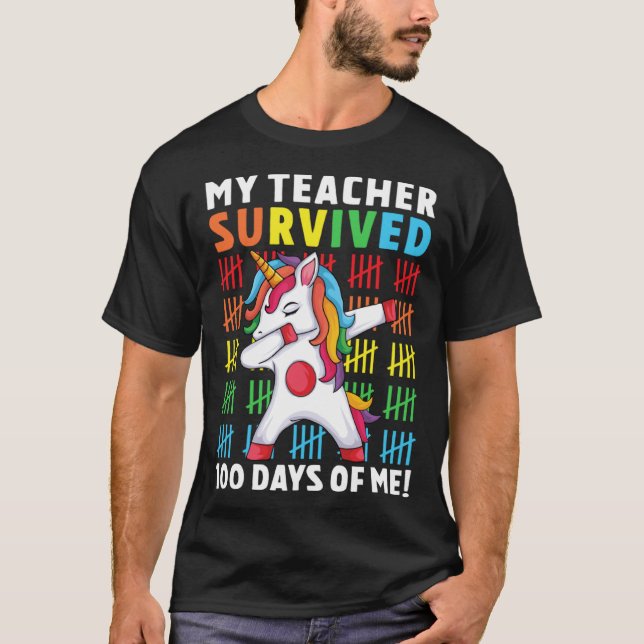 Camiseta Funny My Teacher Survived 100 Days Of Me 100th Day (Anverso)