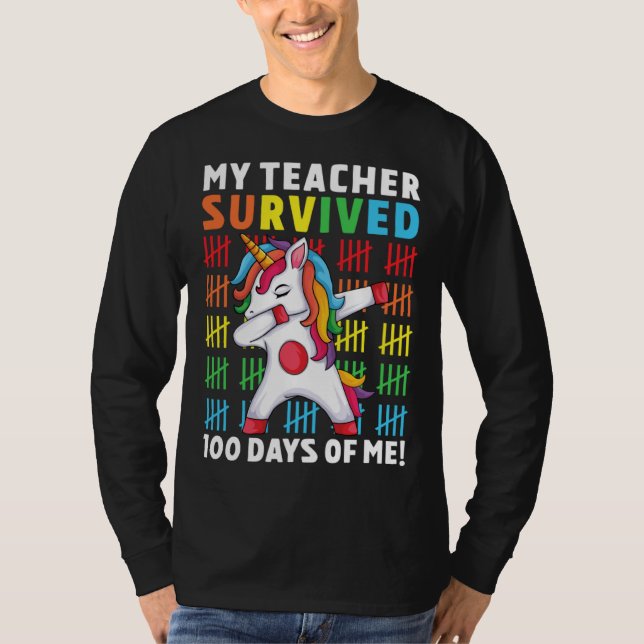 Camiseta Funny My Teacher Survived 100 Days Of Me 100th Day (Anverso)