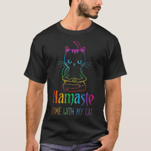Camiseta Funny Namaste Home con mi gato Namastay Zen Kitty