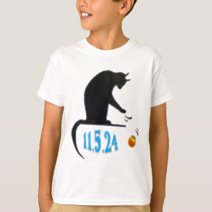 Camiseta Funny Naranja De Mirar Gatos Fuera De Mesa En Día
