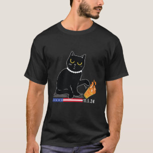 Camiseta Funny Naranja de observación de gatos fuera de la