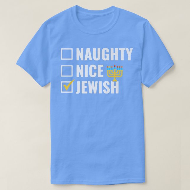 Camiseta Funny Naughty Nice Jewish Happy Hanukkah Matching  (Diseño del anverso)