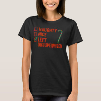 Camiseta Funny Navidades Aparentan Que Naughty Nice Dejó Un