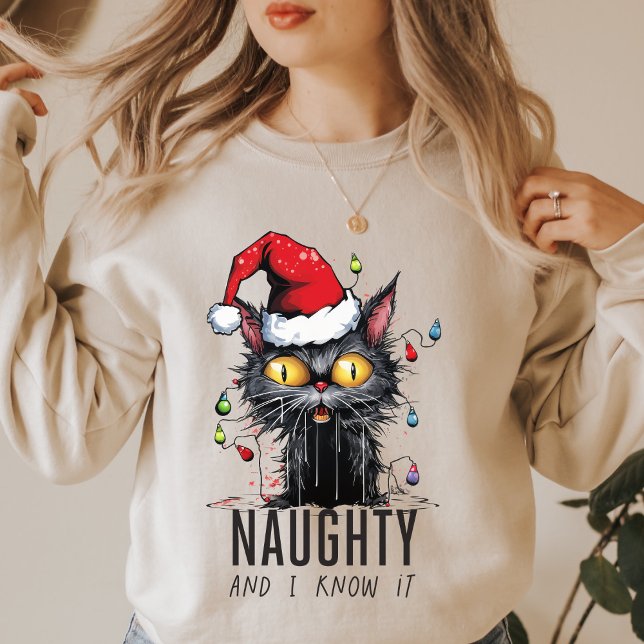 Camiseta Funny Navidades Black Cat Naughty y lo sé (Subido por el creador)