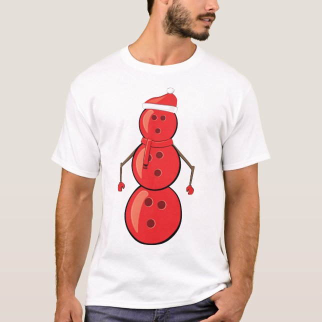 Camiseta Funny Navidades Bowling Balls Snowman (Anverso)