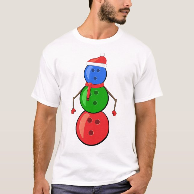 Camiseta Funny Navidades Bowling Balls Snowman (Anverso)