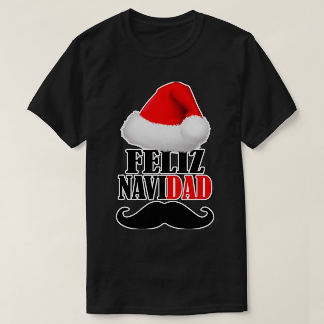 Camiseta Funny Navidades Dad Mustache Feliz (Diseño del anverso)