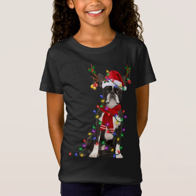 Camiseta Funny Navidades de árbol de perros de Boston terri (Anverso)