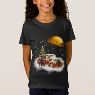 Camiseta Funny Navidades de Camión Rojo de Nieve Doberman P