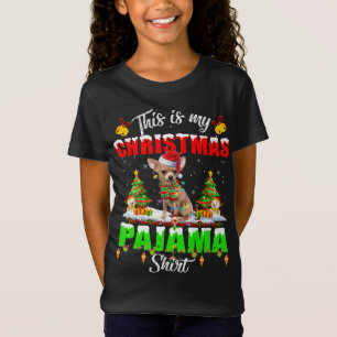 Camiseta Funny Navidades de Chihuahua Pajama Santa Hat Xmas
