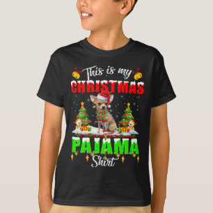Camiseta Funny Navidades de Chihuahua Pajama Santa Hat Xmas