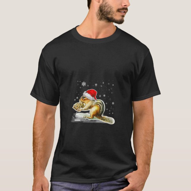 Camiseta Funny Navidades de Chipmunk Shirt Santa Hat Rodent (Anverso)