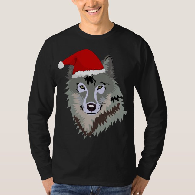 Camiseta Funny Navidades de Lobo Gris con conjunto de Lobos (Anverso)