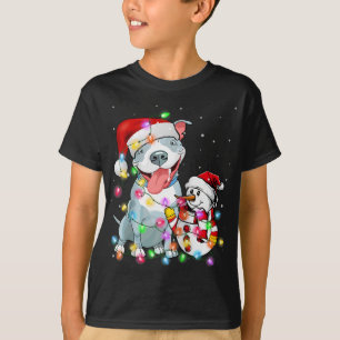 Camiseta Funny Navidades de Perro Pitbull Snowman Xmas enci