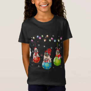 Camiseta Funny Navidades de perro pug alumbran Pajama Merry