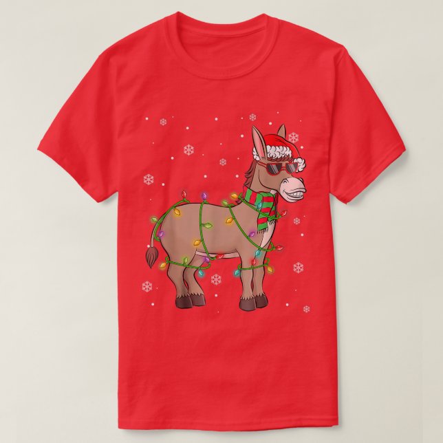 Camiseta Funny Navidades de Santa Donkey alumbran a Donkey  (Diseño del anverso)
