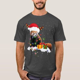 Camiseta Funny Navidades de Santa Red Panda Luces Lover Chr