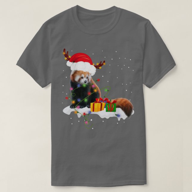Camiseta Funny Navidades de Santa Red Panda Luces Lover Chr (Diseño del anverso)
