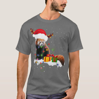 Camiseta Funny Navidades de Santa Red Panda Luces Lover Chr