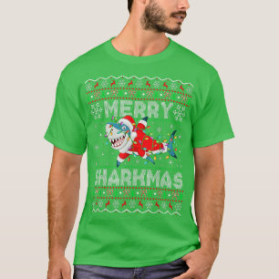 Camiseta Funny Navidades de Santa Shark alumbran a Ugly Mer