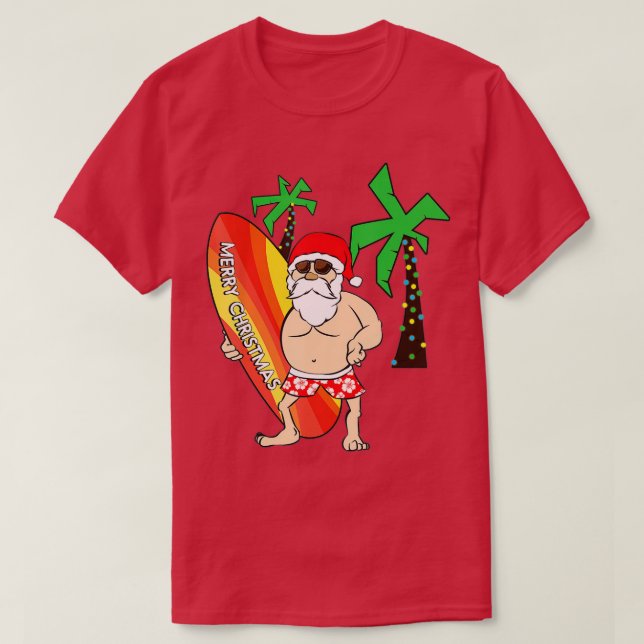 Camiseta Funny Navidades De Surf Santa Claus En Hawaii Juli (Diseño del anverso)