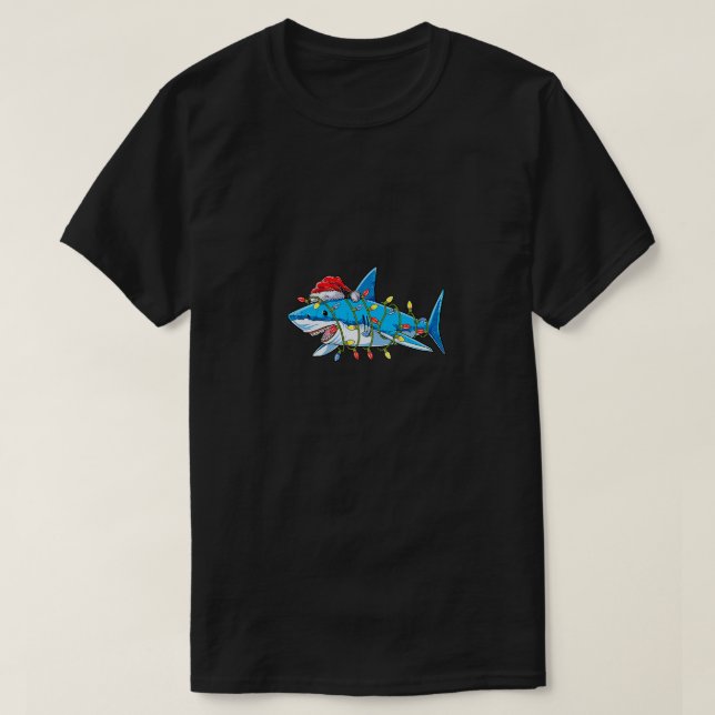 Camiseta Funny Navidades de tiburones de Santa Jaws alumbra (Diseño del anverso)