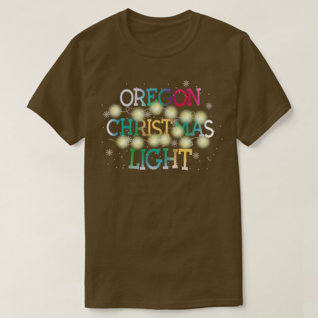 Camiseta Funny Navidades del estado de Oregon encienden té  (Diseño del anverso)