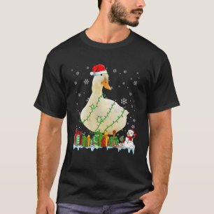 Camiseta Funny Navidades del Pato de Santa Hat alumbran ani