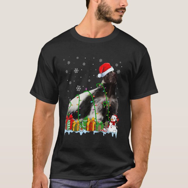 Camiseta Funny Navidades del zorrillo de Santa Hat alumbran (Anverso)