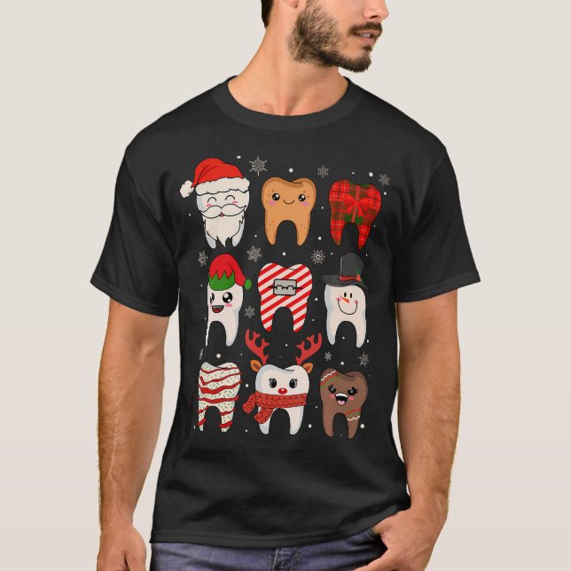 Camiseta Funny Navidades dentales Teeth Cute Xmas Dentista  (Anverso)