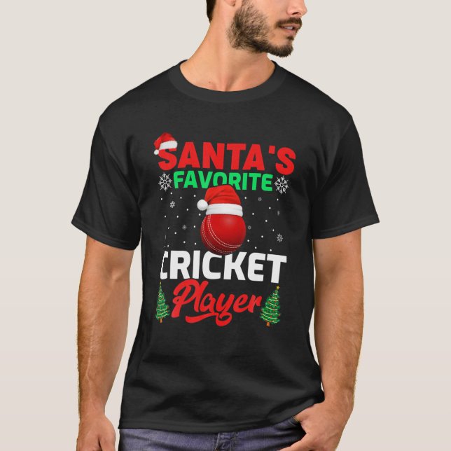 Camiseta Funny Navidades favoritos de jugador de críquet en (Anverso)