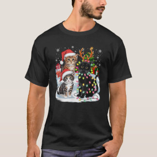 Camiseta Funny Navidades Gats Santa Claus Gorras Xmas Cheer