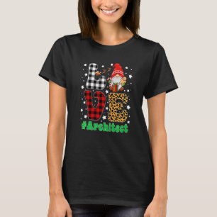 Camiseta Funny Navidades Leopard Plaid LOVE Architect Gnome