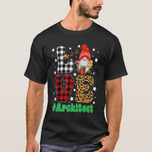 Camiseta Funny Navidades Leopard Plaid LOVE Architect Gnome
