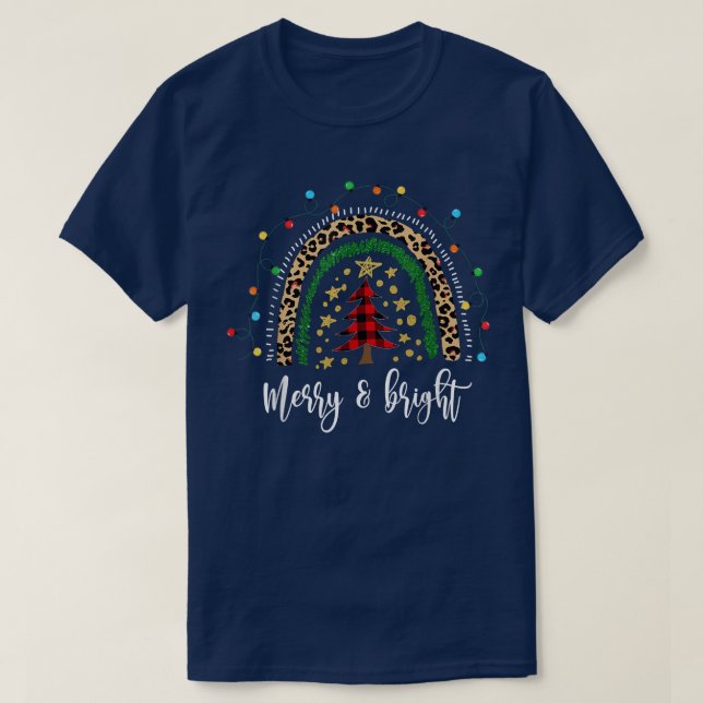 Camiseta Funny Navidades merry y brillantes Boho Rainbow Li (Diseño del anverso)