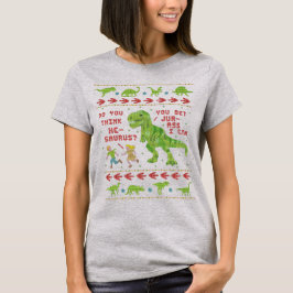 Camiseta Funny Navidades Rex Dinosaur Pun Humor Faux Knit