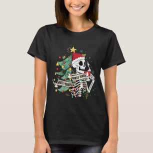 Camiseta Funny Navidades Skeleton Sorta Merry Sorta Scary F