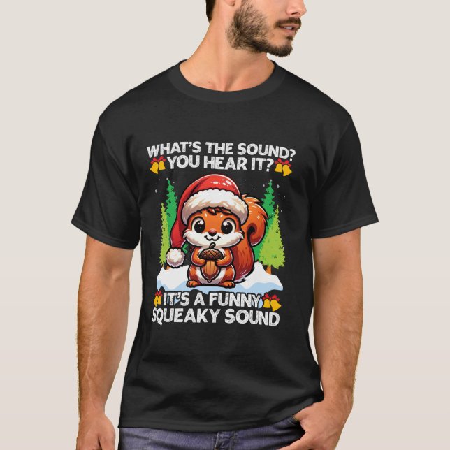 Camiseta Funny Navidades Squirrel Squeaky Sound Acorn Santa (Anverso)